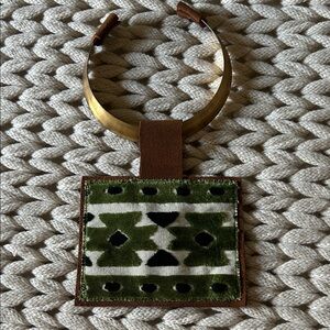 Olive Green Velvet & Leather Pendant Necklace